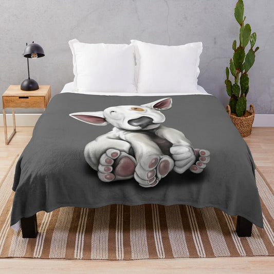 Bullterrier puppy plush blanket