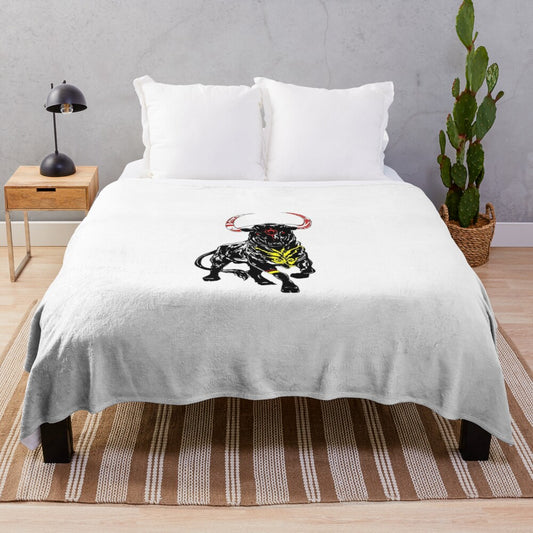 Taurus plush blanket with bull design