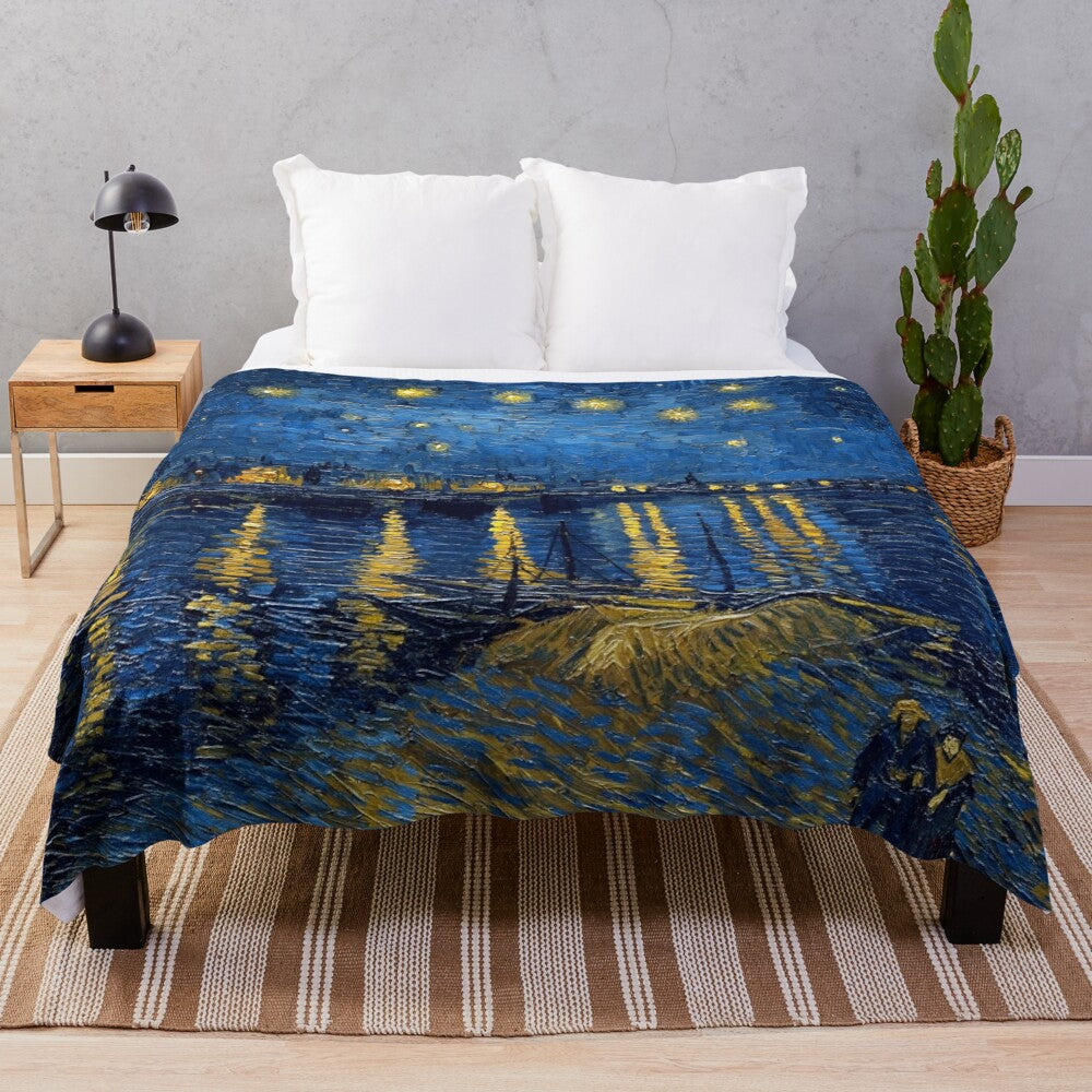 Starry Night Inspired Plush Blanket with Van Gogh's Iconic Painting