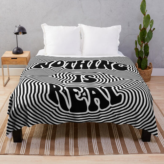 Trippy abstract plush blanket with psychedelic grunge design