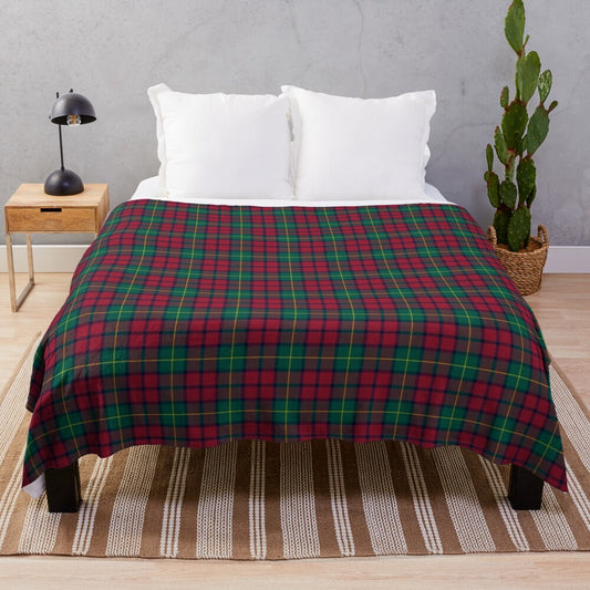 Clan McCarthy tartan plush blanket with traditional Scottish plaid pattern