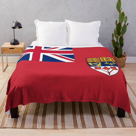 Vintage-style Canadian Red Ensign flag design on a high-quality plush blanket