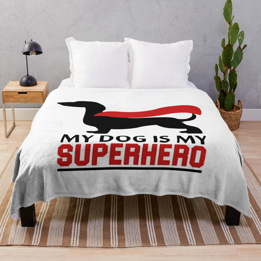 Dachshund Superhero Plush Blanket