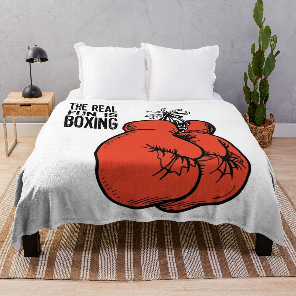 Plush blanket with boxing motif