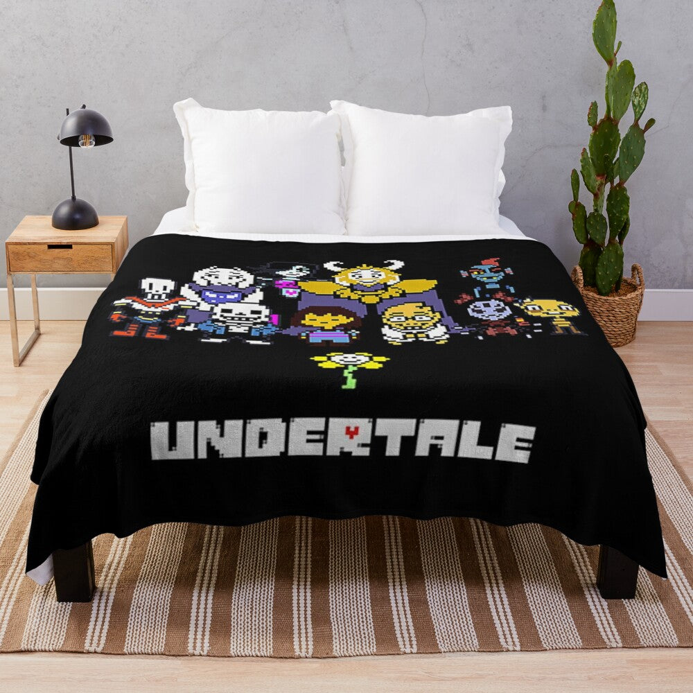 Undertale-themed plush blanket with soft, fleece material