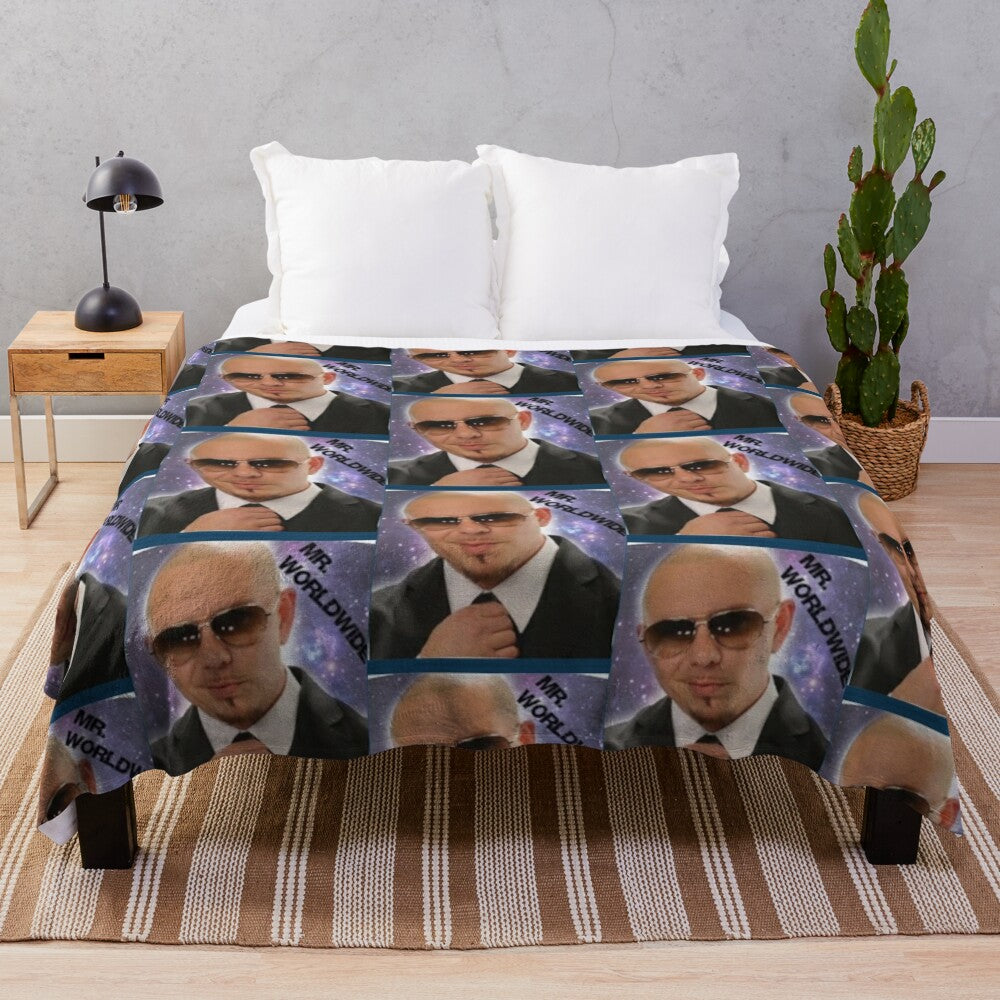 Pitbull-Inspired Plush Blanket with Worldwide Design