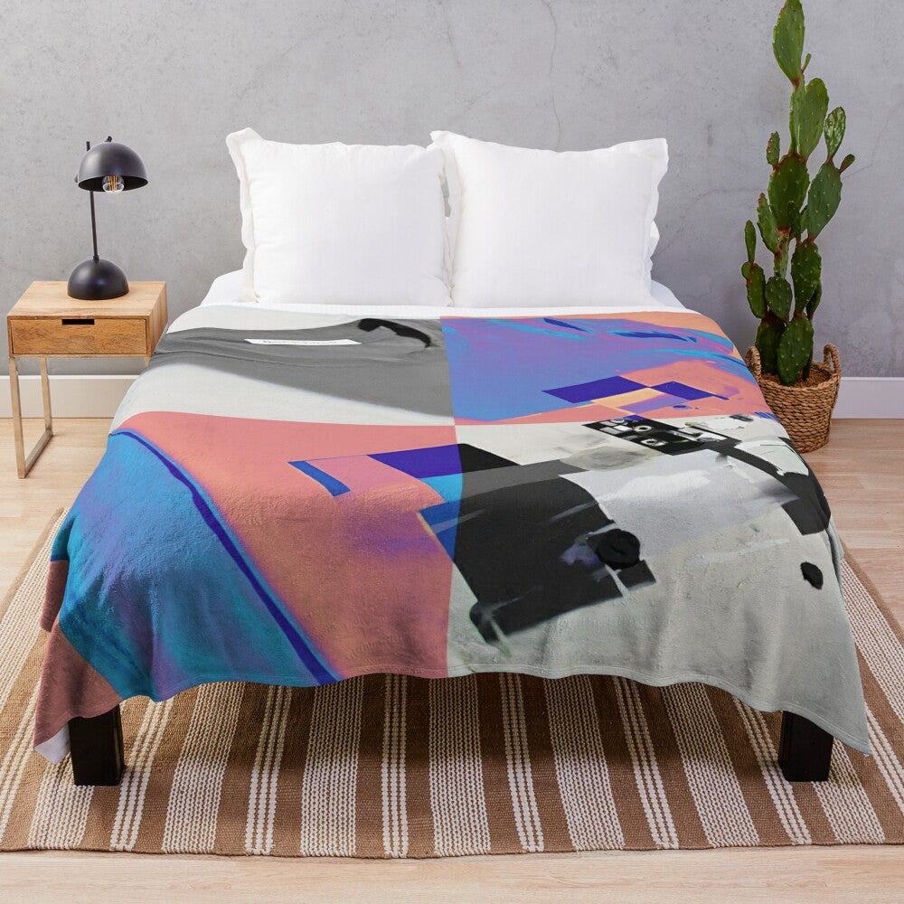 Minimalist plush blanket with abstract art inspired design