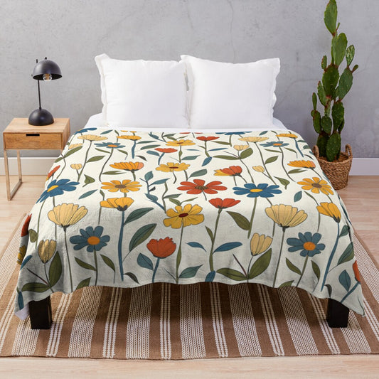 Wildflower plush blanket with a colorful floral pattern