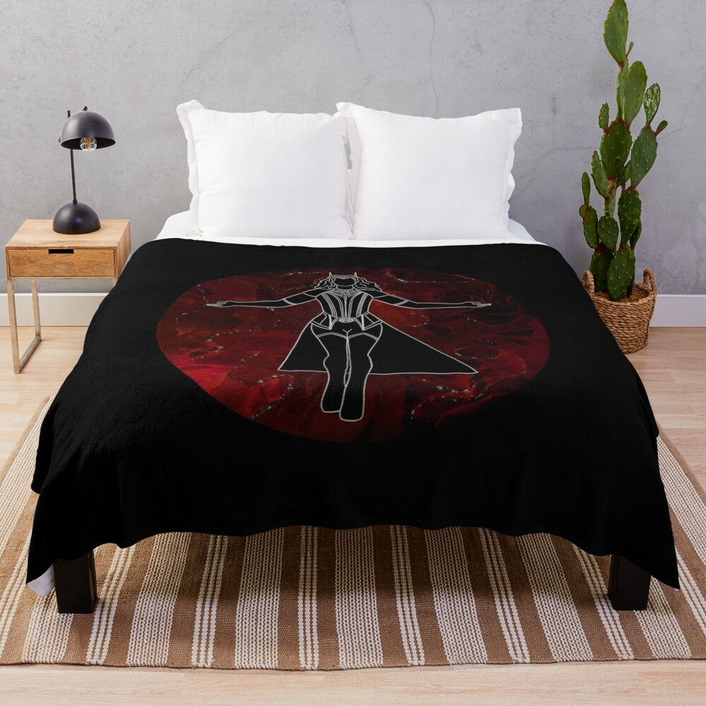 Wanda Maximoff inspired plush blanket with Scarlet Witch design