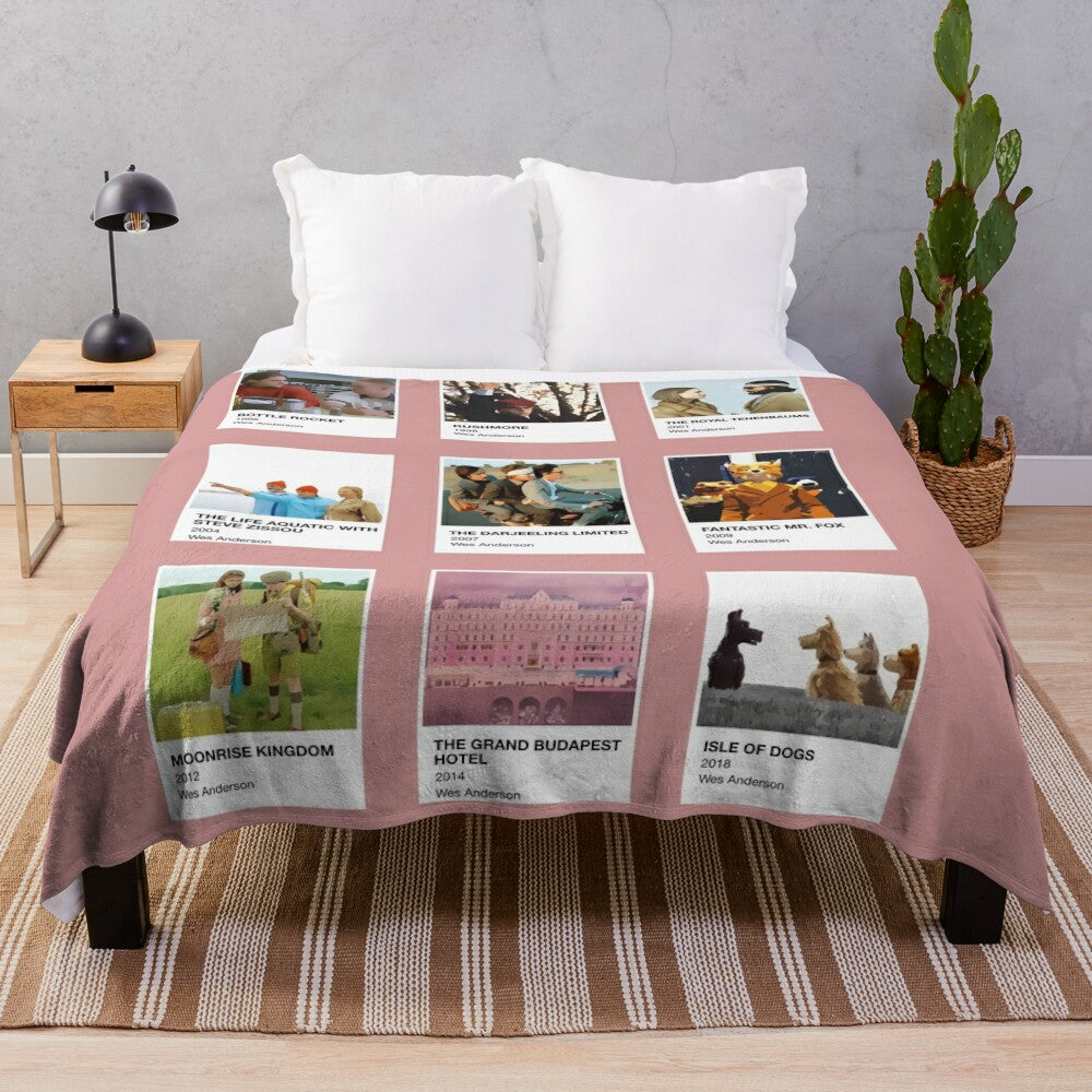 Pantone-Inspired Wes Anderson Plush Blanket with Vibrant Colors and Iconic Movie Imagery