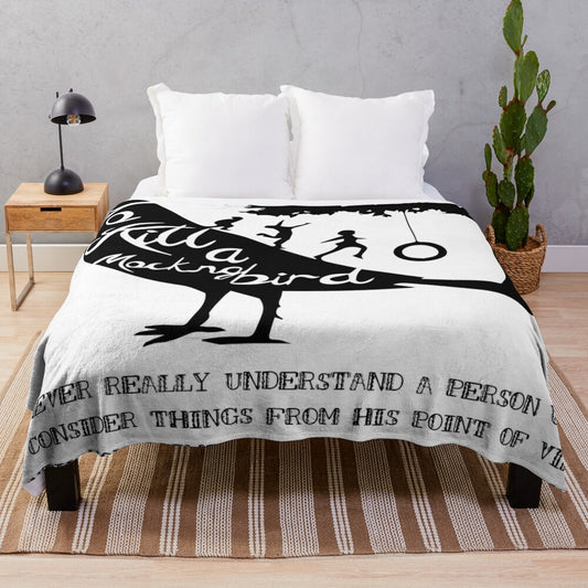 Cozy plush blanket featuring the iconic "To Kill a Mockingbird" design