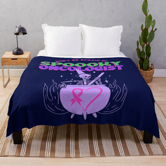 Spooky oncologist plush blanket with skeleton design