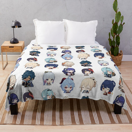 Genshin Impact characters chibi plush blanket