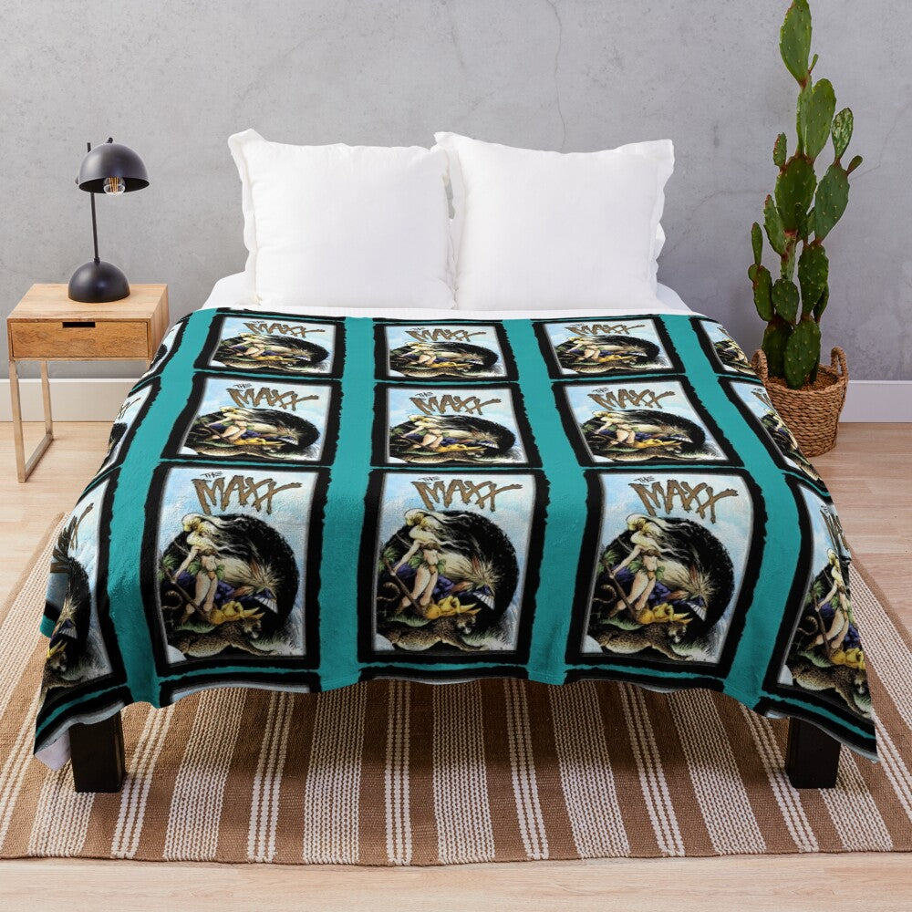 Plush blanket featuring dark comic book-inspired designs