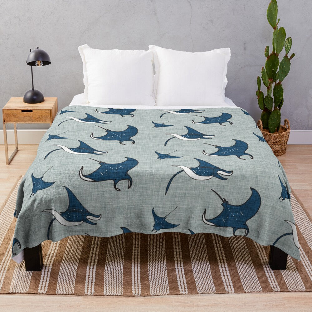 Manta ray plush blanket for coastal home decor