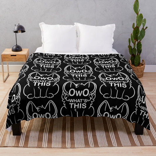 Soft and cozy "OwO What's This?" plush blanket with cute animal designs