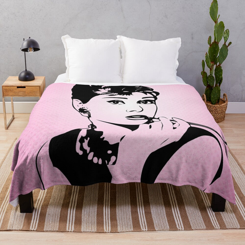 Audrey Hepburn pop art inspired plush blanket