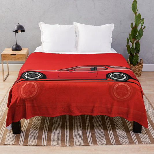 Plush blanket featuring a vintage Porsche 944 Turbo in red