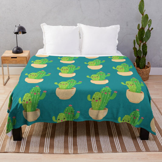 Cute cactus plush blanket for home and garden decor