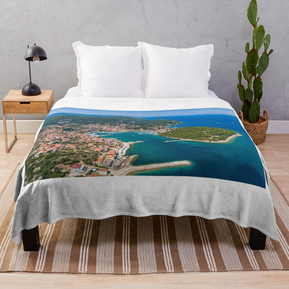 Plush blanket showcasing the picturesque island of Kukljica, Croatia