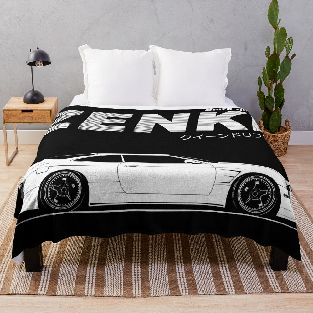 Nissan Silvia S14 inspired plush blanket with drift car design