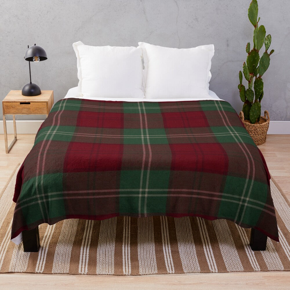 Scottish tartan plush blanket with Lennox clan pattern