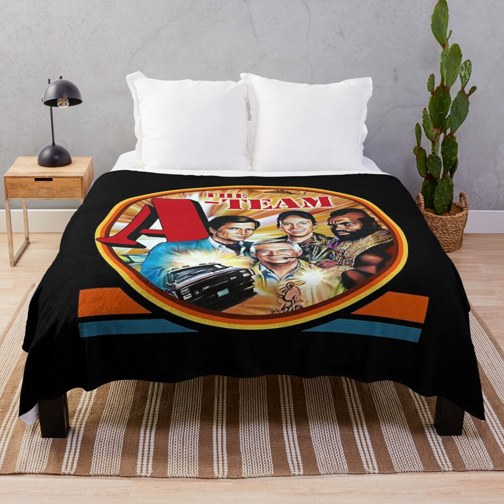 Plush blanket with The A-Team TV show design