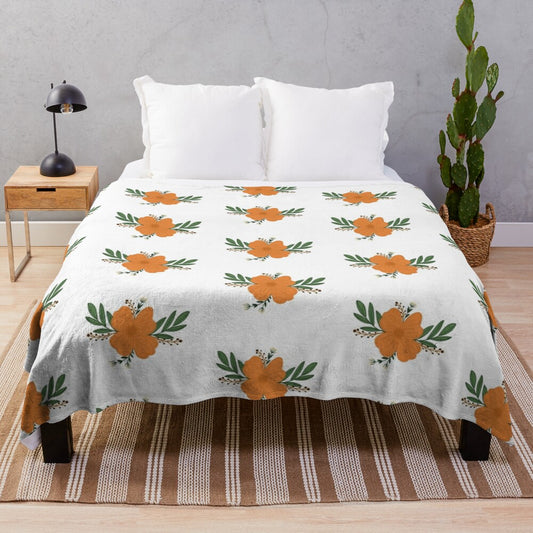 Autumn floral design plush blanket