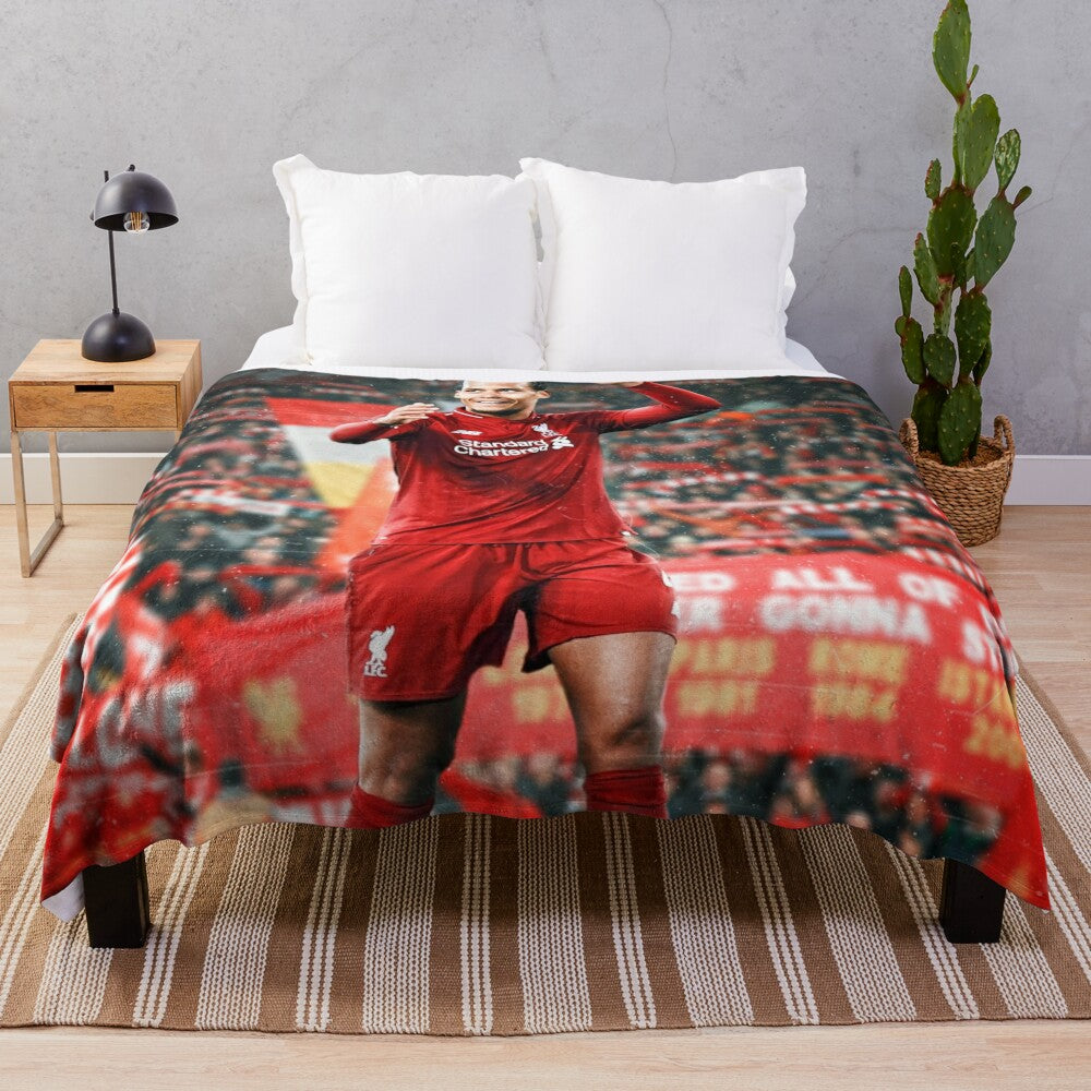 Virgil van Dijk inspired plush blanket featuring the Dutch football star