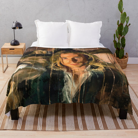 Cozy plush blanket with a religious portrait design