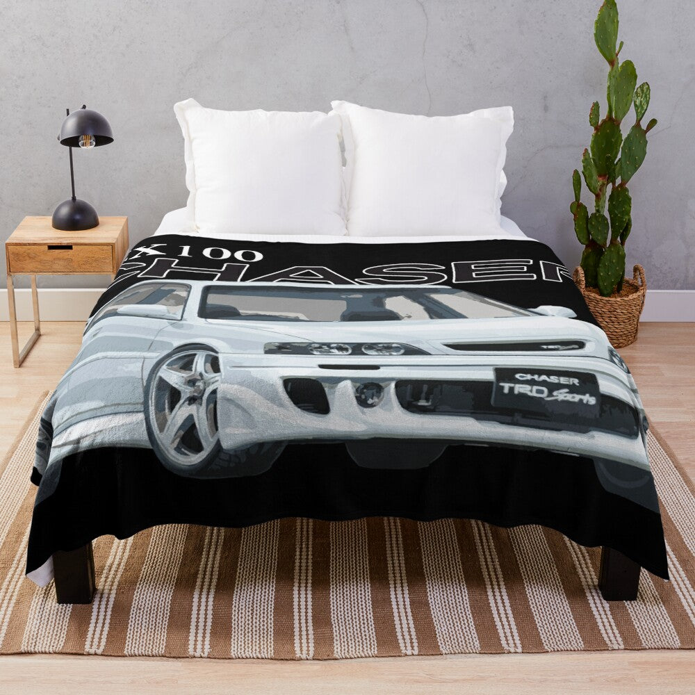 Custom plush blanket featuring the Toyota Chaser JZX100 Mark II, a popular drift car among JDM enthusiasts.