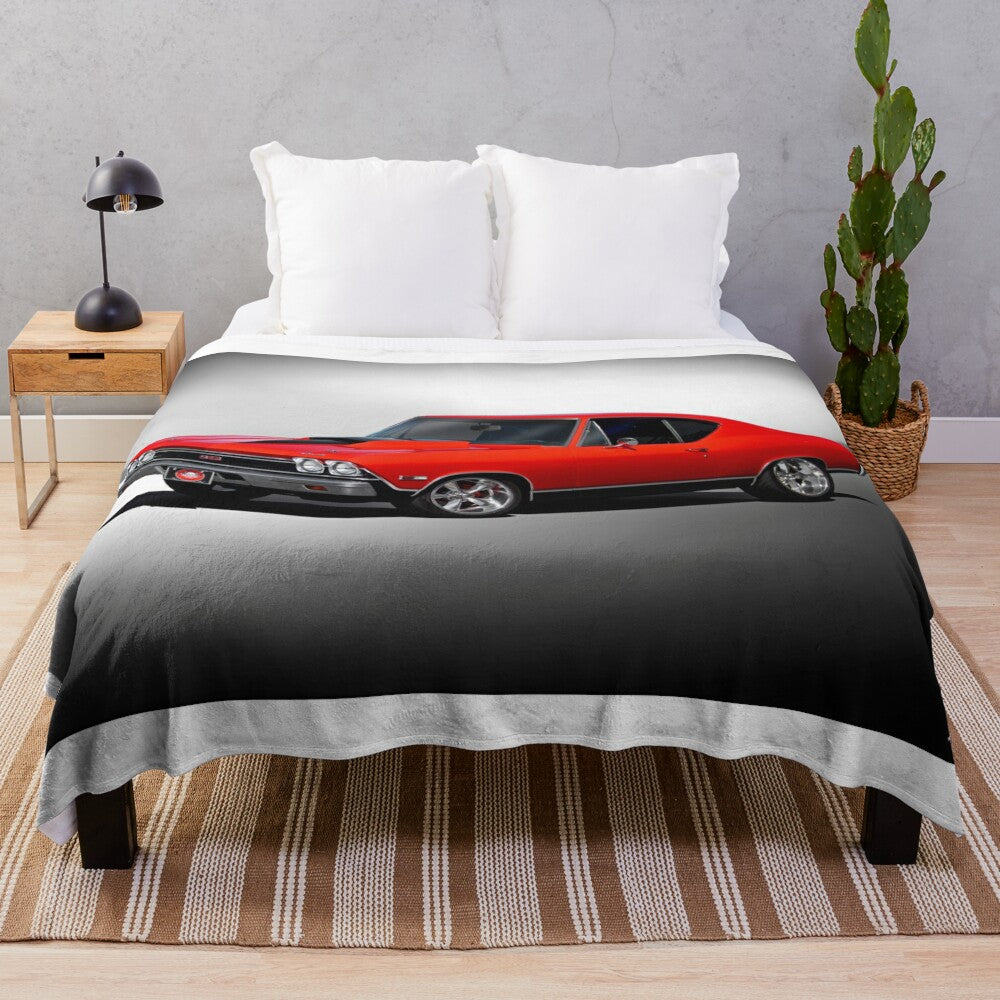 1968 Chevelle SS454 Plush Blanket with Classic Car Design