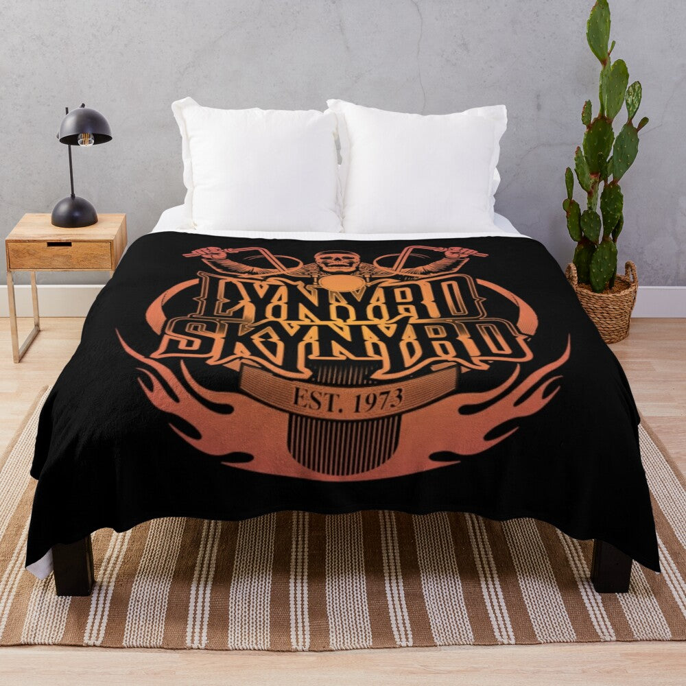 Plush blanket featuring vintage American rock band design