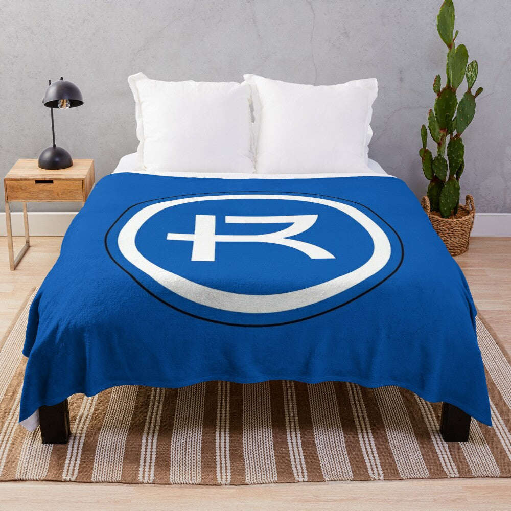 Rockhurst University plush blanket with university logo