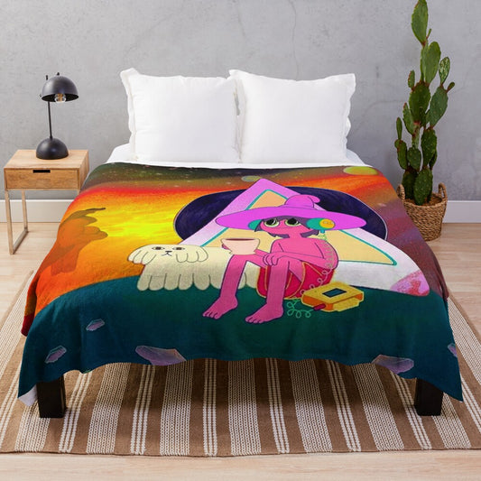 The Midnight Gospel Clancy Plush Blanket featuring abstract, trippy design