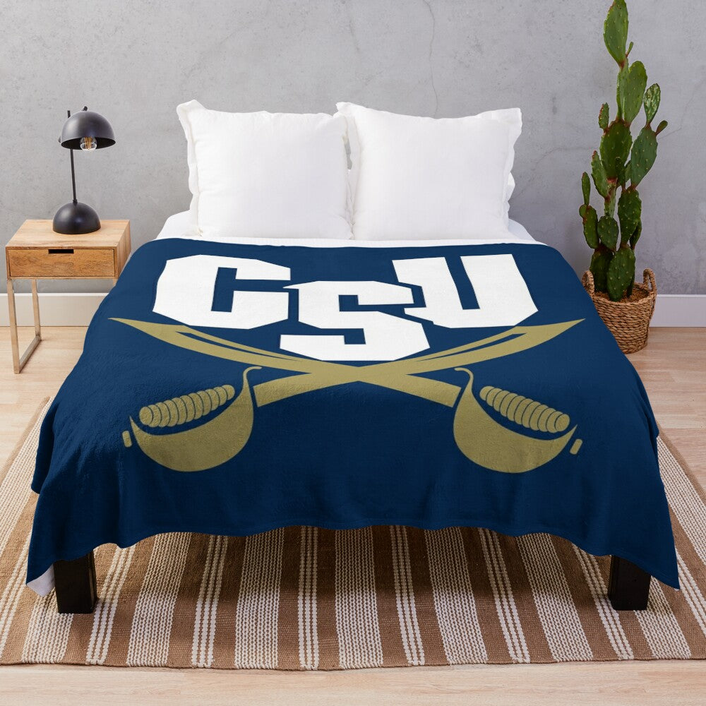 Plush blanket featuring the Charleston Southern Buccaneers team logo