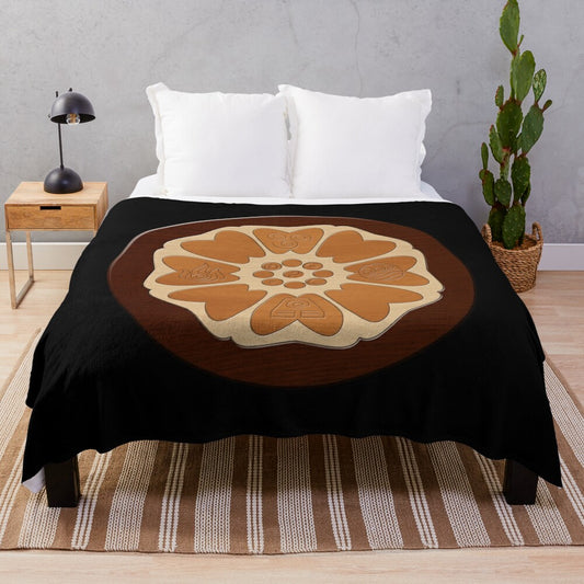 Order of the White Lotus plush blanket featuring the iconic symbol from the Avatar series