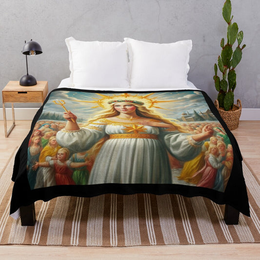 Soft and warm plush blanket featuring Saint Lucia design