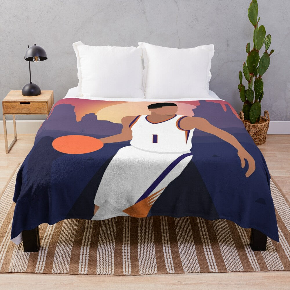 Devin Booker inspired Phoenix Suns desert-themed plush blanket