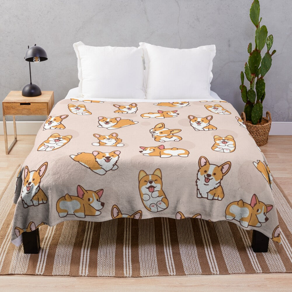 Corgi puppy plush blanket