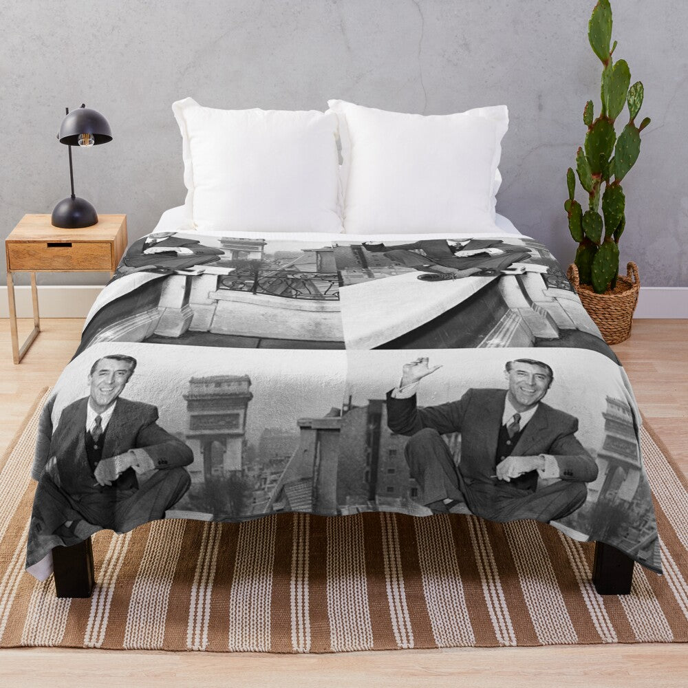 Vintage-inspired plush blanket featuring iconic Hollywood actor Cary Grant