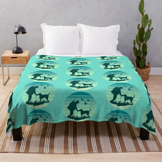 Vintage Hunting Plush Blanket featuring wildlife art