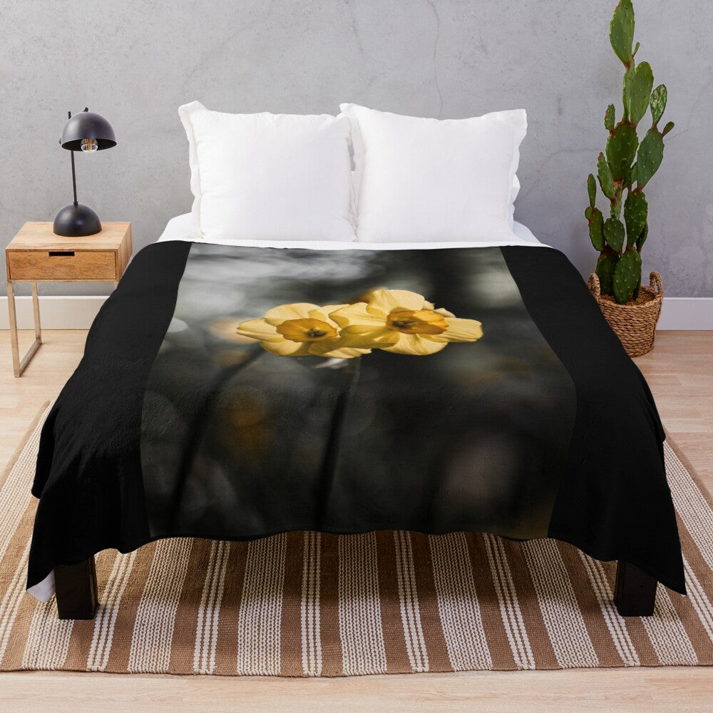 Flowers blowing in the wind on a cozy plush blanket