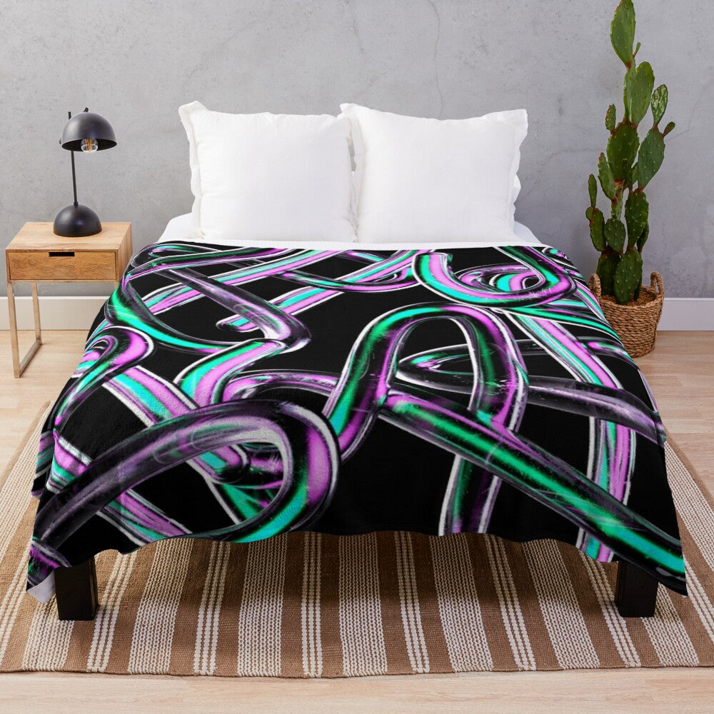 Abstract chain pattern plush blanket for cozy home decor