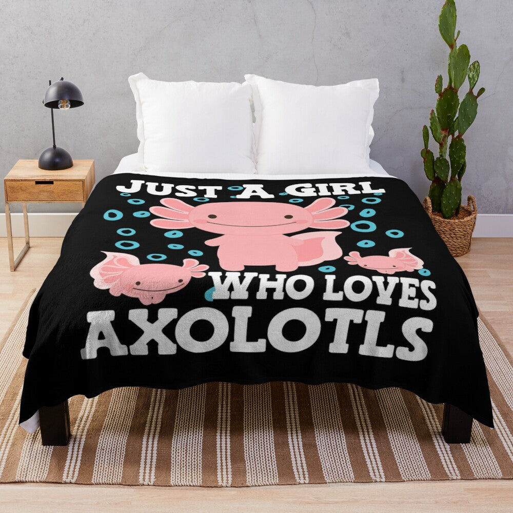 Cozy axolotl plush blanket featuring a cute and kawaii design