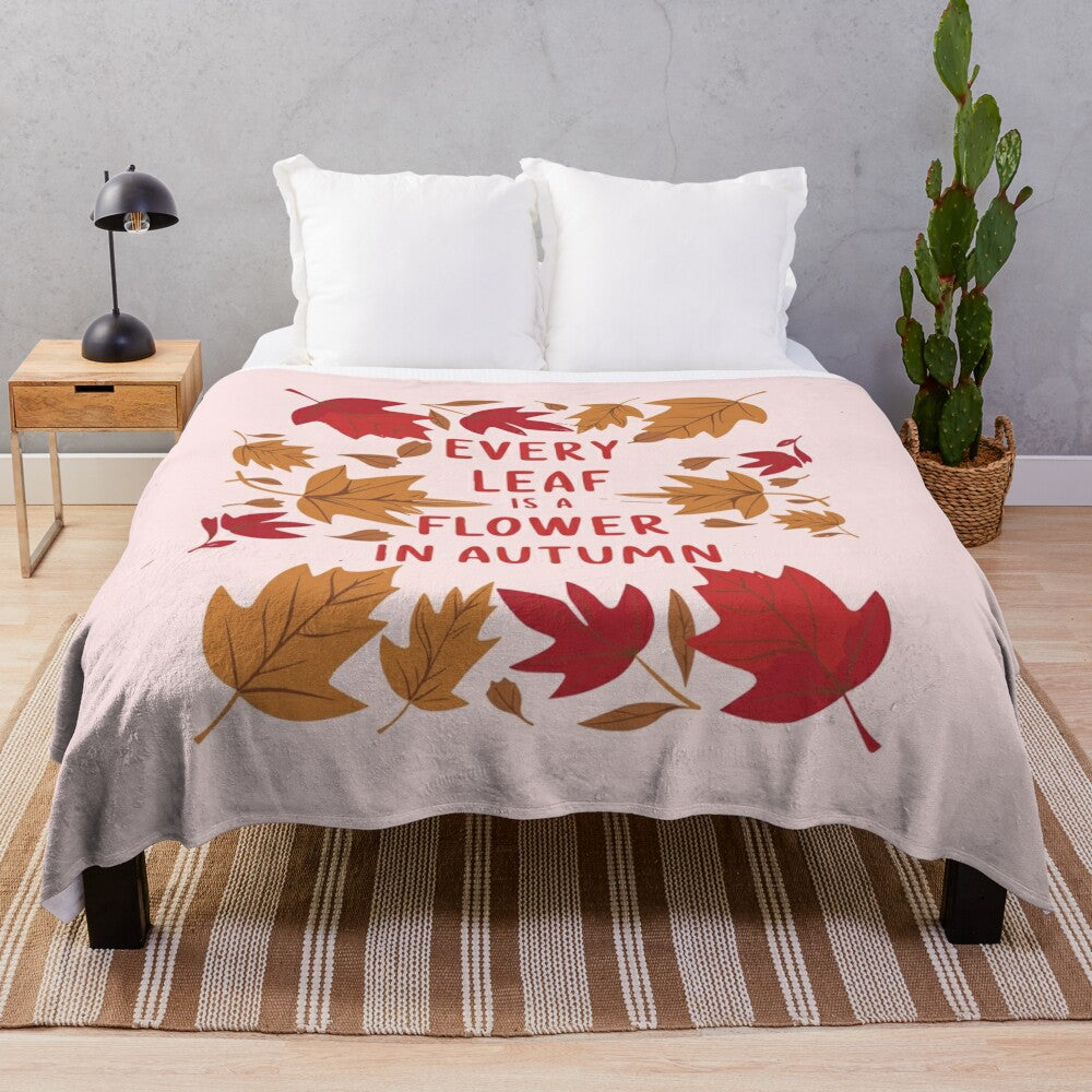 Colorful autumn leaves design plush blanket