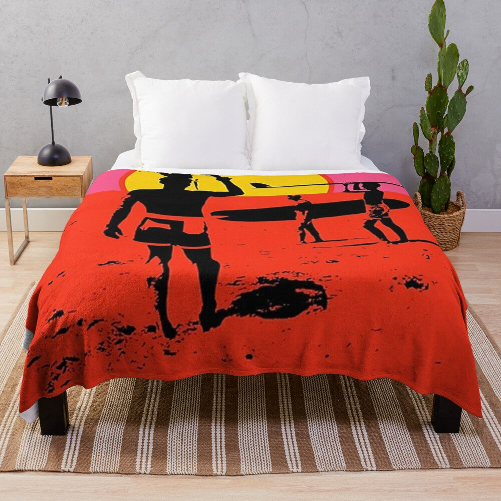 Vintage-inspired plush blanket featuring the iconic Endless Summer movie poster design