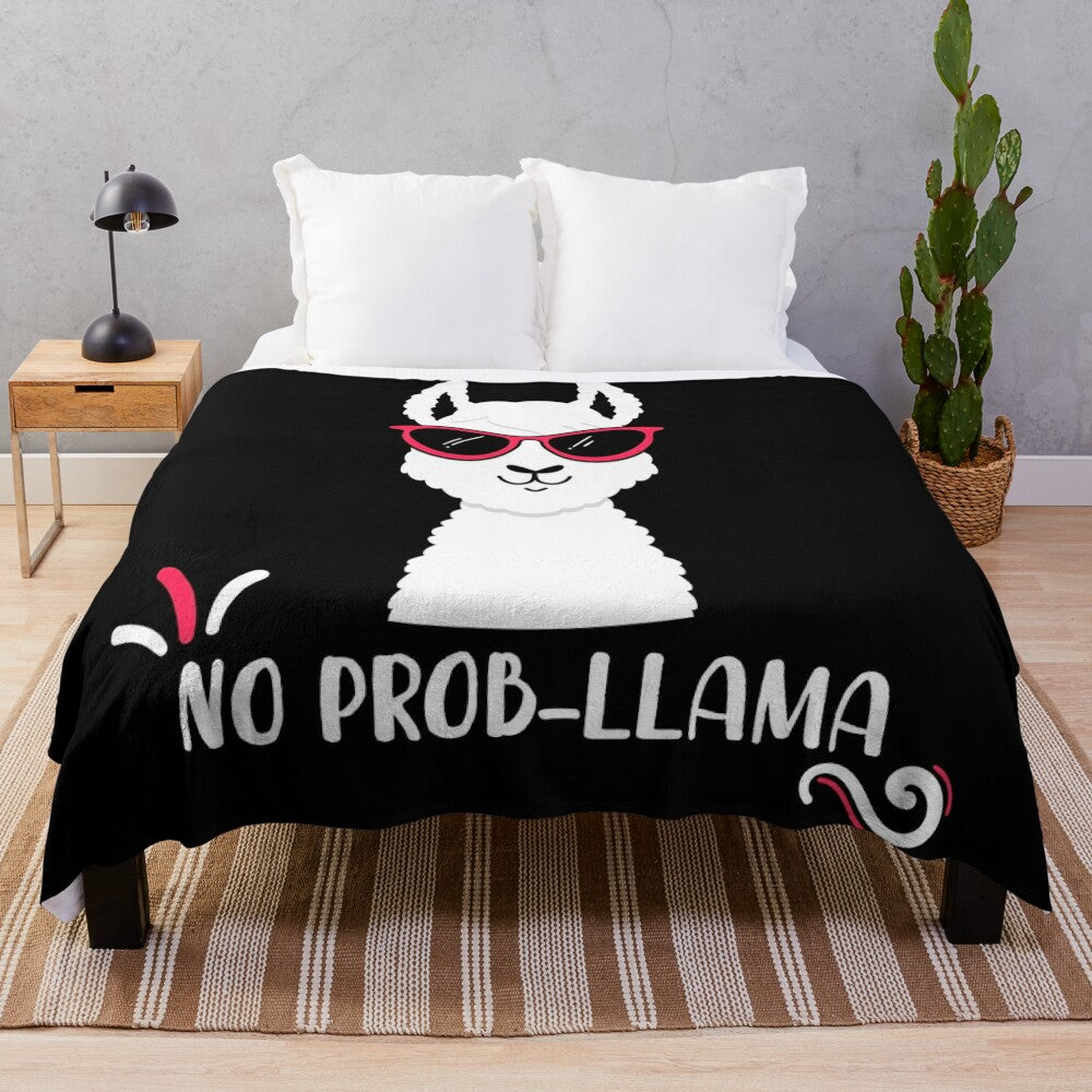 Cute and Funny Llama Plush Blanket with Glasses