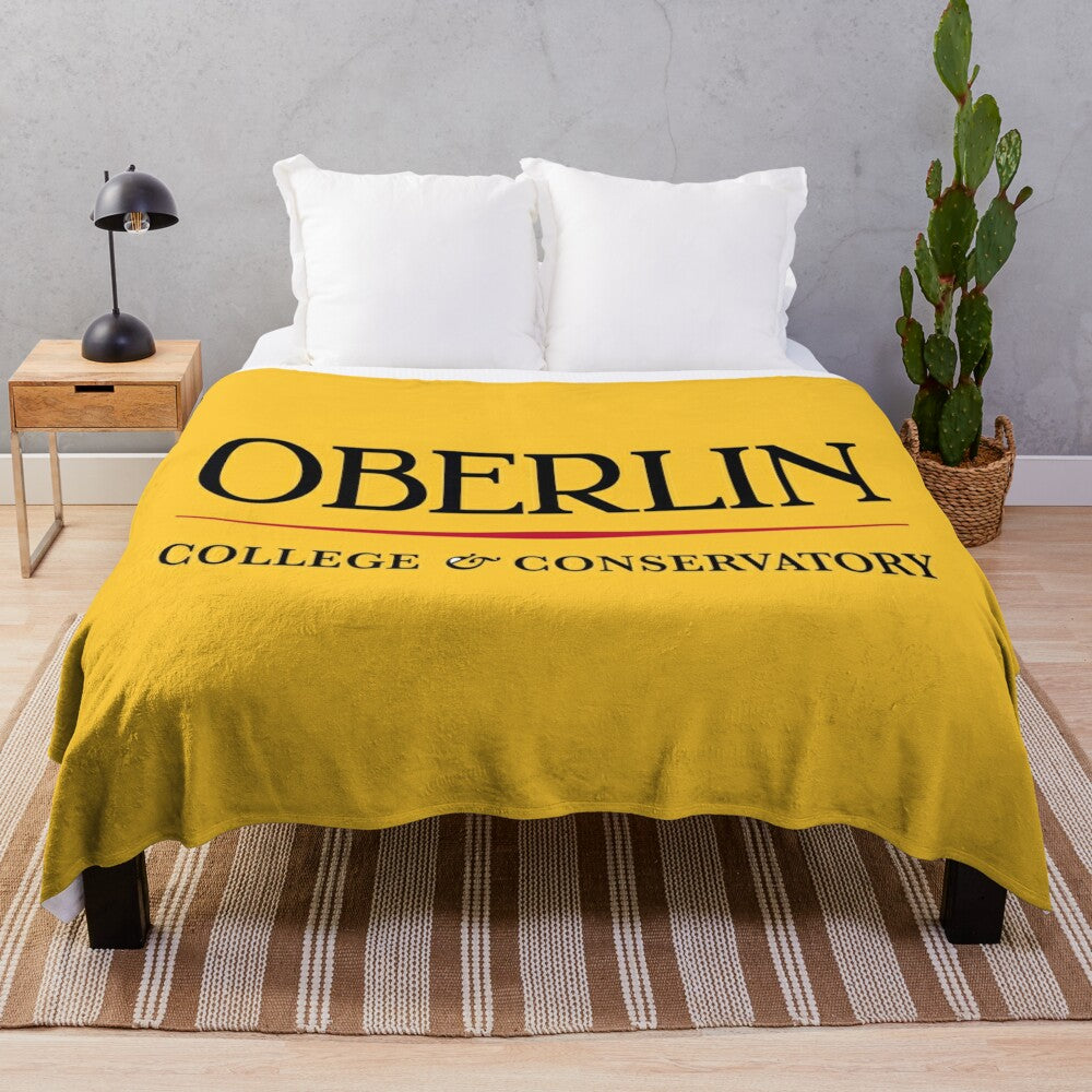 Oberlin College plush blanket with soft, comfortable material