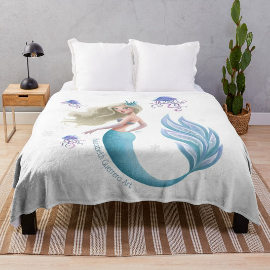 Cozy winter mermaid plush blanket for home decor